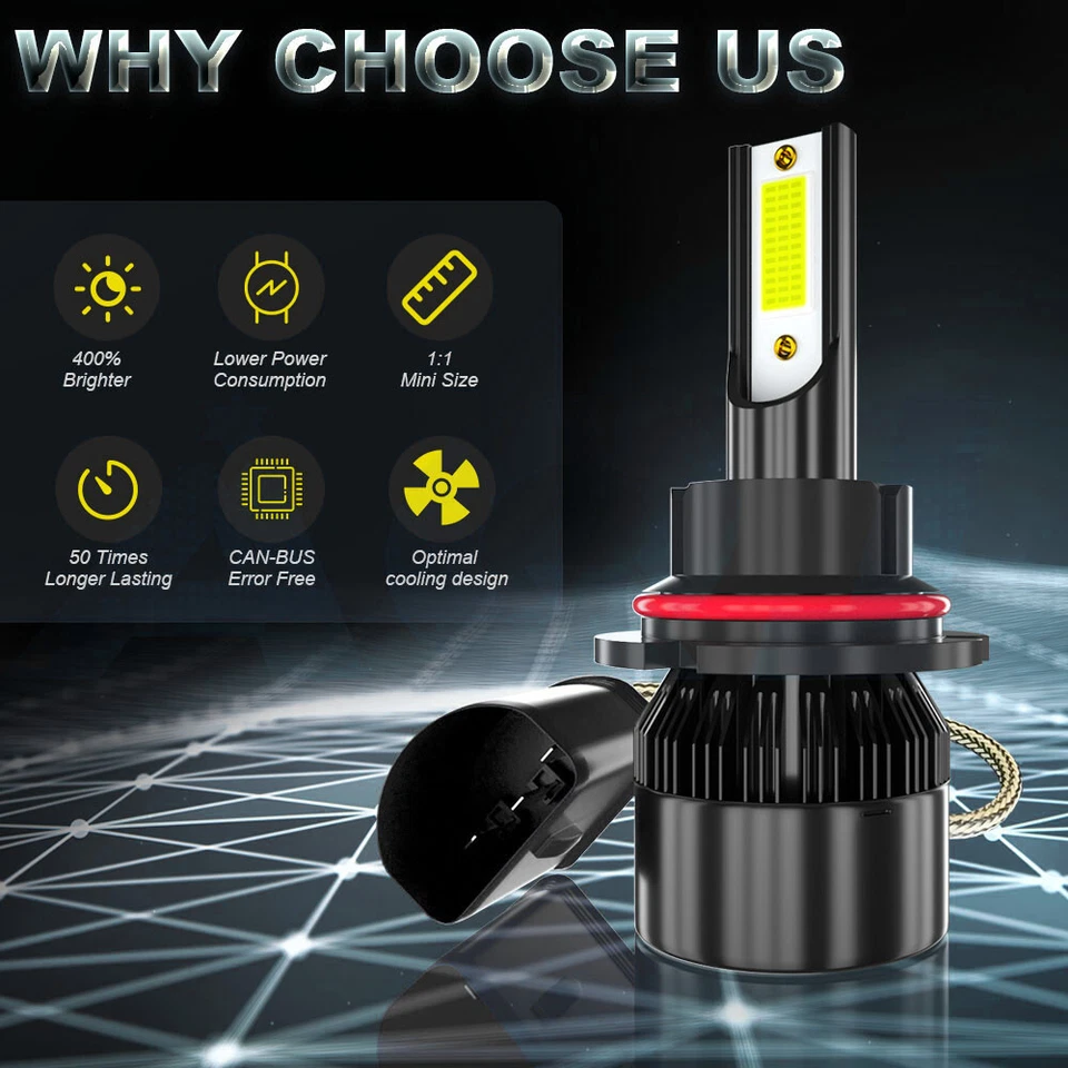 For Chevrolet Caprice 1991-1996 2X Front LED Headlight Bulbs High-Low Beam Y - Image 3 of 4