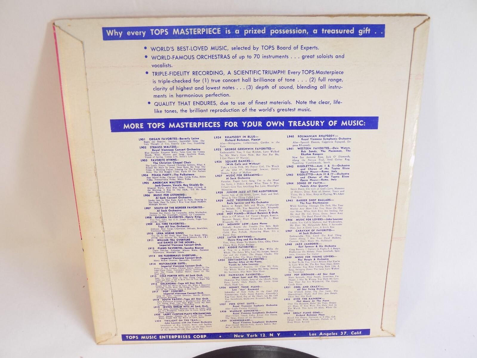 AL SACK ORCHESTRA MUSIC FOR DREAMING 10" ALBUM TOPS RECORDS L927 VG+/VG