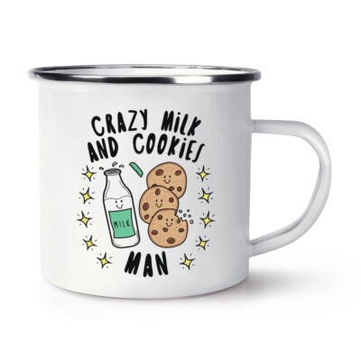Crazy Milk And Cookies Man Stars Emaille Becher Tasse Lustig Witz Essen Schokolade