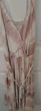 Ocean Driive Womens Pink And White Tyebdye BOHO Romper Size Medium  With Tie