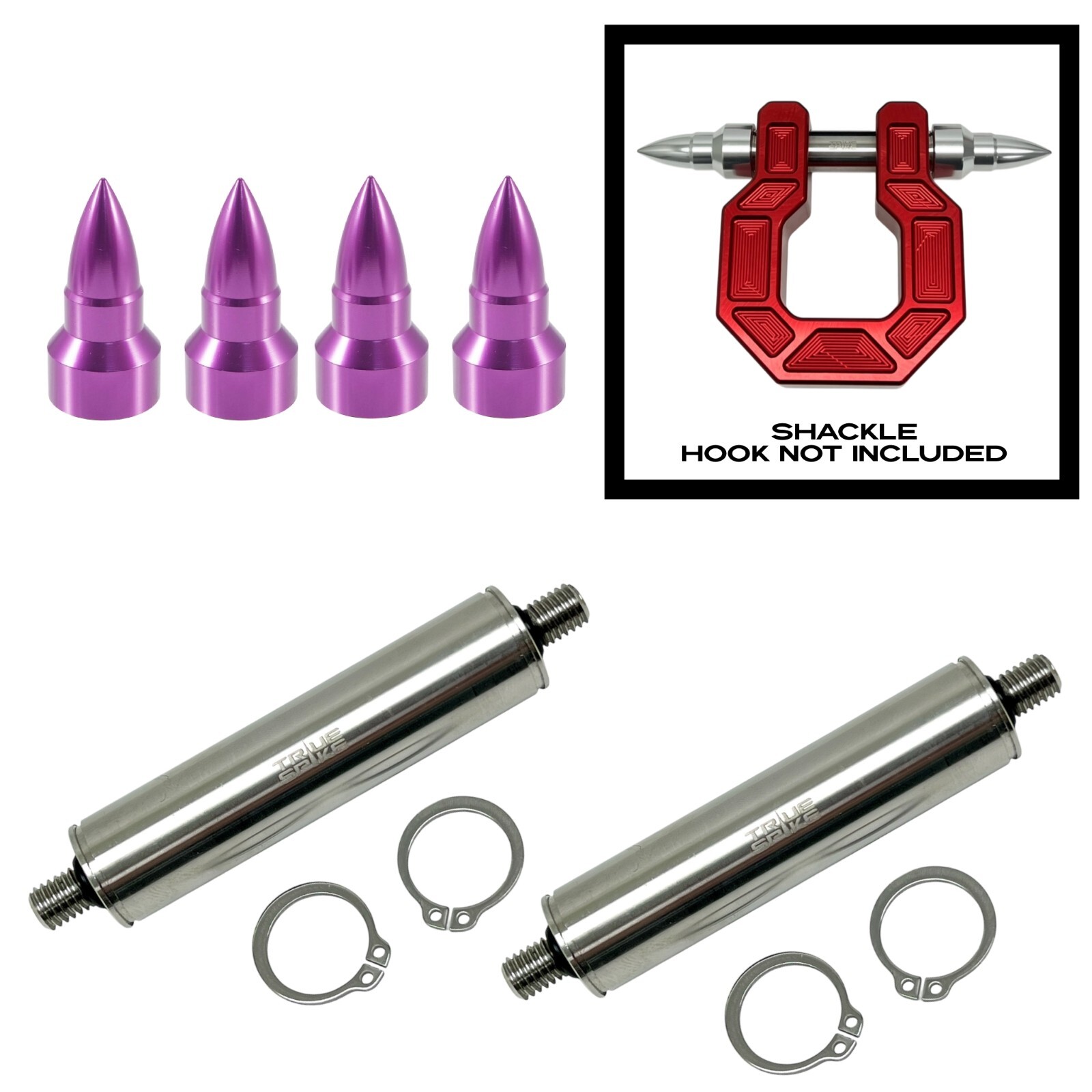 Purple Bullet 3/4 Pin True Spike Bumper Recovery Shackle Tow D Ring