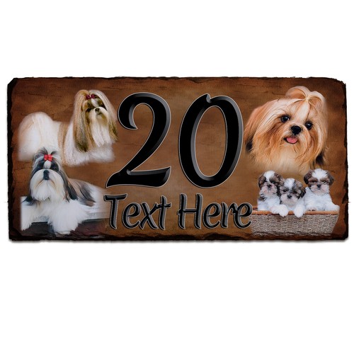 Dog House Number Slate Sign Rustic Plaque Door Gate Personalised Name ALL BREEDS - Picture 143 of 174