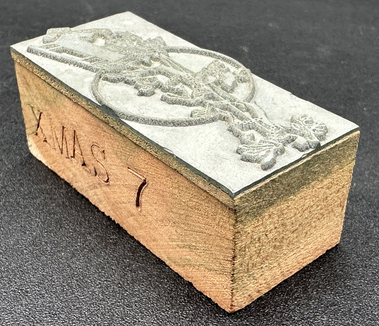 Vintage Christmas Printing Letterpress Printer Type Stamp Santa Sleigh Reindeer