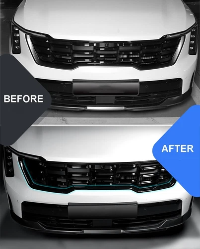 Black Front Bumper Grille Cover Center Mesh Trim Decorative For Kia Sorento 2024 - Bild 3 von 6