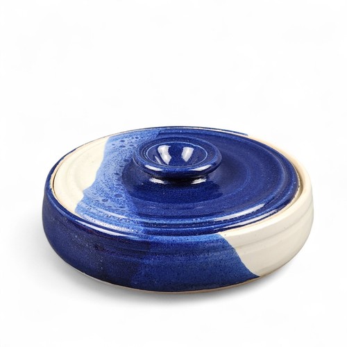 Stoneware Pottery Tortilla Warmer Casserole Dish with Lid Ceramic 7.5x2" Signed - Picture 2 of 9