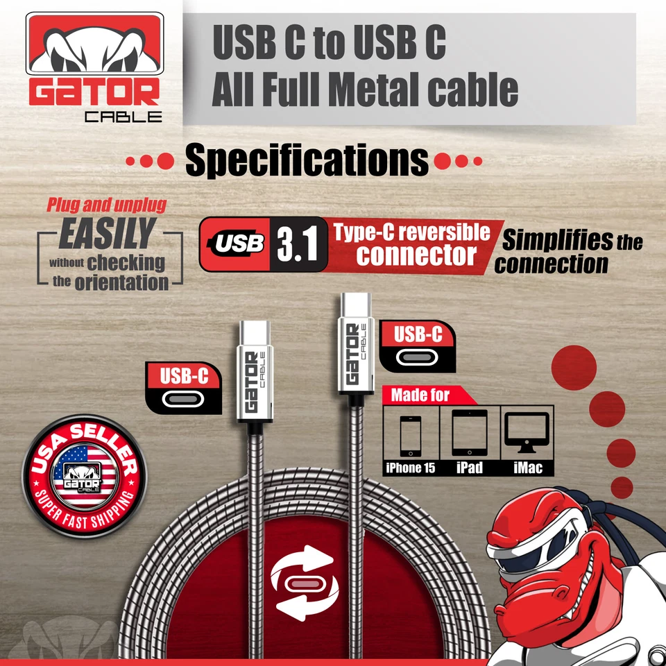 USB-C To USB-C PD 20W 5A Phone Fast Charger Cable For Samsung Android iPhone - Image 3 of 4