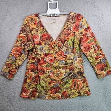 Talbots Wrap Top Women Medium Floral Print Multi Color - M