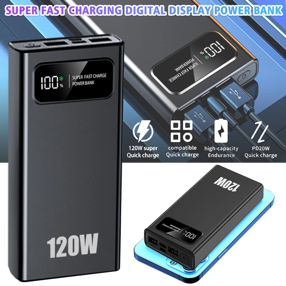 50000mAh 120W Fast External Portable Power Bank Backup Battery Charger For Phone - Image 3 of 4
