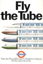 Vintage London Underground Poster Foto - FLY THE TUBE - Hochglanz A4 Druck