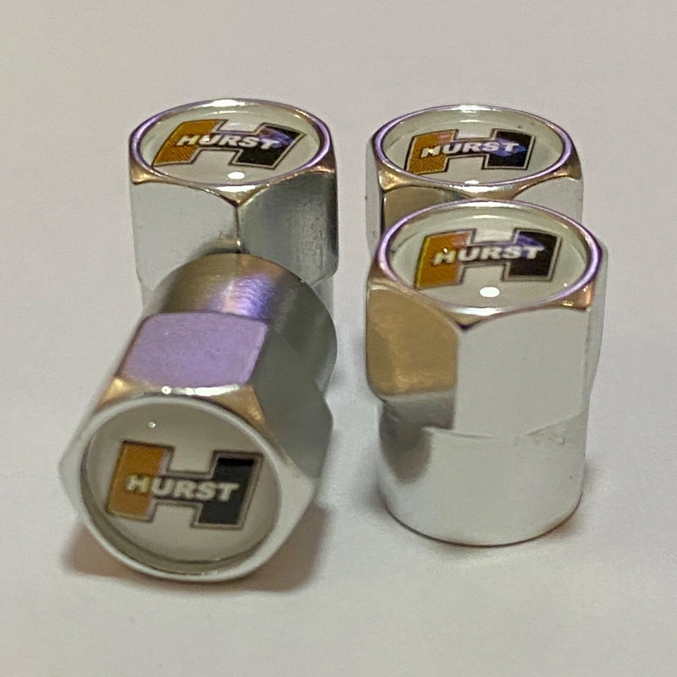 Tapas de vástago de válvula de neumático de metal HURST Hurst/olds Oldsmobile 442 cutlass blanco $ dorado Foto 3 de 4