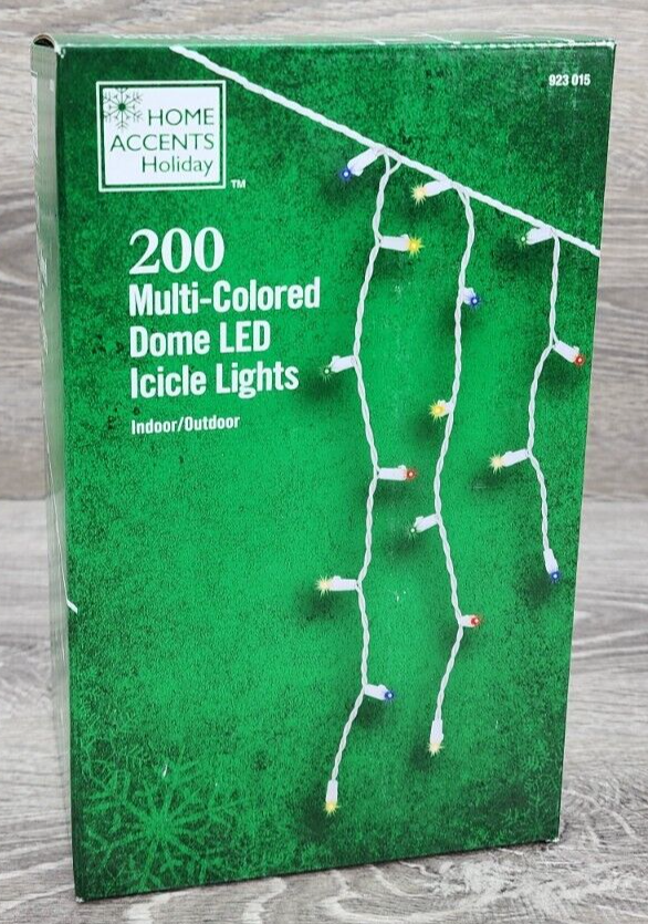 NEW HOME ACCENTS HOLIDAY 200 MULTICOLOR DOME LED ICICLE LIGHT SET