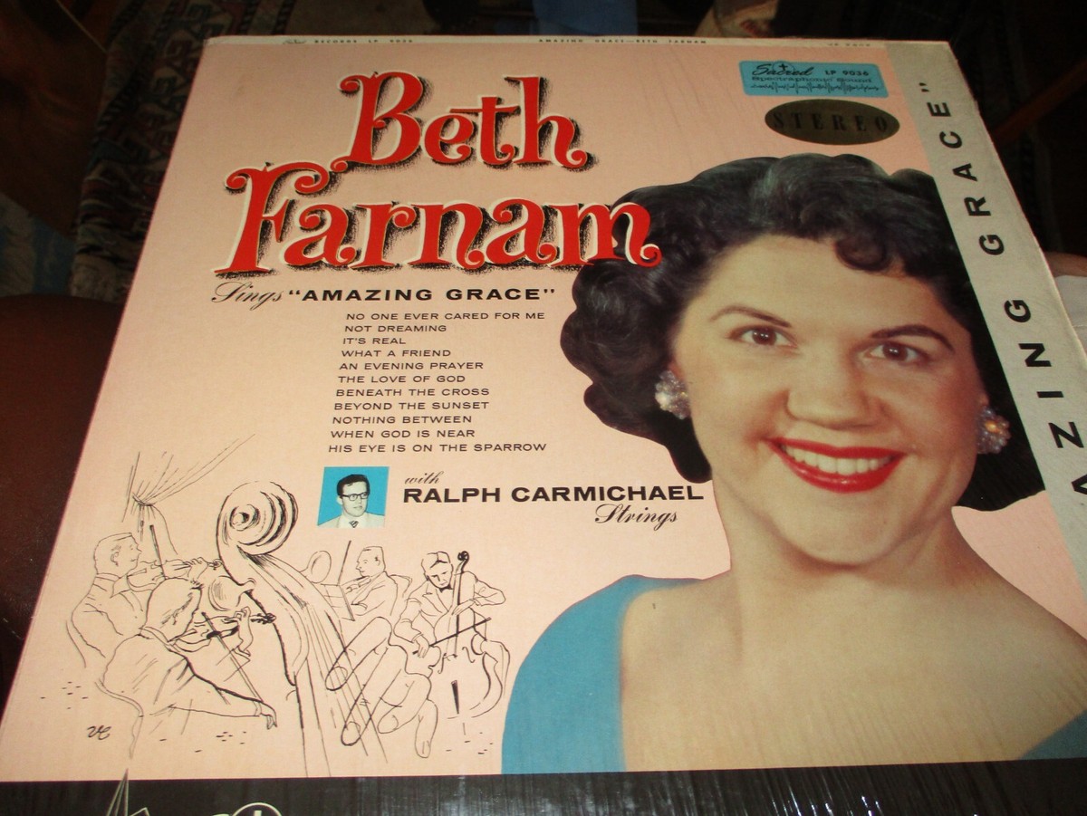 1958 BETH FARNAM Amazing Grace LP Sacred 9036 Christian Gospel 