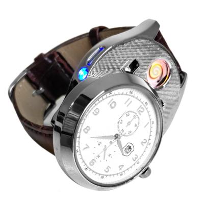 cigarette lighter watch Hildbrandt Mens Military Watch Cigarette Electric Lighter with USB Rechargeable Quartz Wristwatch
