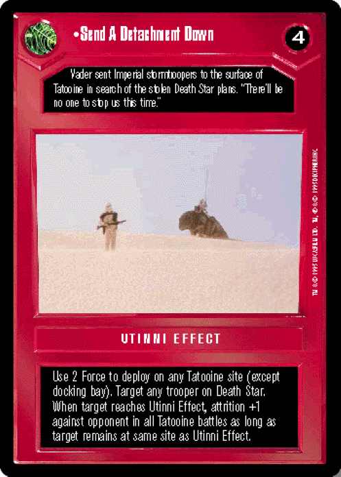 Star Wars CCG Limited Premiere BB M/NM Send A Detachment Down