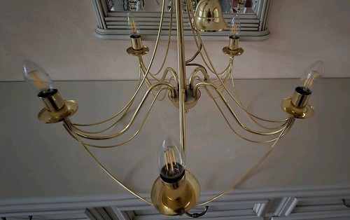 KRONLEUCHTER Lüster💡retro Vintage Landhaus Deckenleuchte 5 flammig gold MESSING - Bild 2 von 4