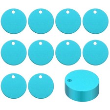 25 Pcs 1" Metal Round Stamping Blanks Tags, Blank Tag with Hole Lake Blue