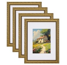 eletecpro 9x12 Picture Frames Set of 4, Vintage Gold Photo Frames with Glass