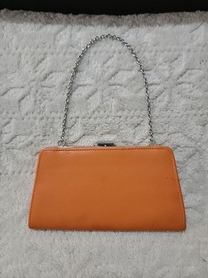 New Bijoux Terner Orange Chain Strap Clutch Purse