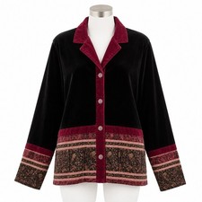 Coldwater Creek Velvet Tapestry Jacket Wearable Art Boho Luxe Womens XL Petite