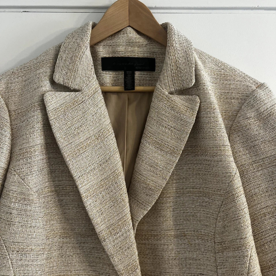 Apostrophe Blazer Ivory Metallic Thread Plus size 24W Single Button Closure Work - Image 3 of 4