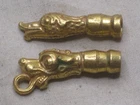 2 vintage miniature detailed ornate metal figures ? bird duck bird dragon head