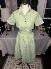 Vintage 2 Piece Set Skirt And Blouse Mint Green Collared