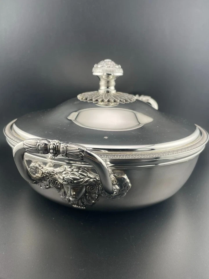 1950's Christofle Gallia Vegetable Dish Malmaison coll. Mascarons -Empire Style - Image 2 of 4