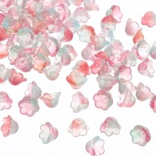 Glass Trumpet Flower Beads, 100 Pcs Gradient Flower Bead Charm, Green