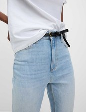 Marks & Spencer Womens Cotton Cropped leg Jeans in Light Indigo - M&S