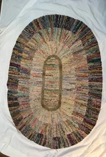 Gorgeous & Rare Late 1800s Jelly Roll Rag Rug - Very Clean, Museum Quality 47X32