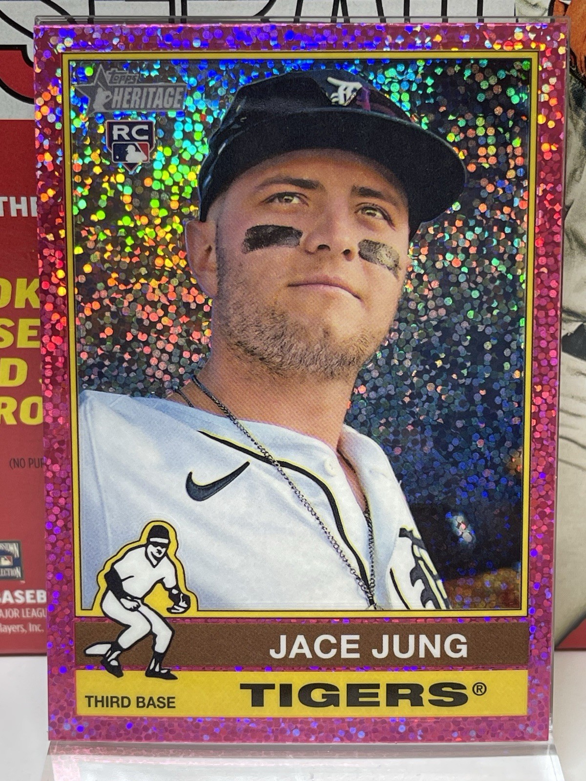 2025 TOPPS HERITAGE - Jace Jung RC #71 - Pink Sparkle Chrome - Tigers