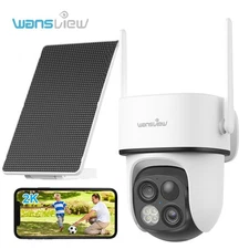 Wansview Dual Lens 2K Wireless Security Camera 64XZoom Outdoor Home Ai Detection