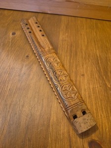 Vintage Balkan Dvojnice Double Flute – Decorative Rosette Carving
