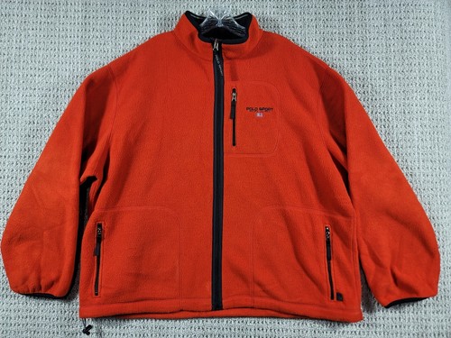 Polo Sport Ralph Lauren vintage anni 90 uomo 2XL full zip arancione giacca pile - Foto 1 di 9