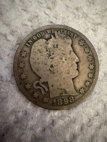 1898 Barber Half Dollar 50C Silver Coin Circulated 0.9 Fineness Uncertified