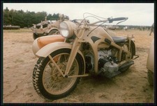 Foto 13x9cm - Tarnfarbenes Wehrmacht - Motorrad Krad - Beiwagen