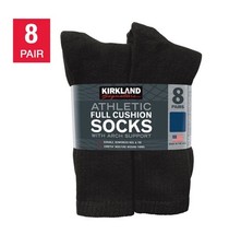 Kirkland Signature Men  s Athletic Sock 8 Pair Black Color