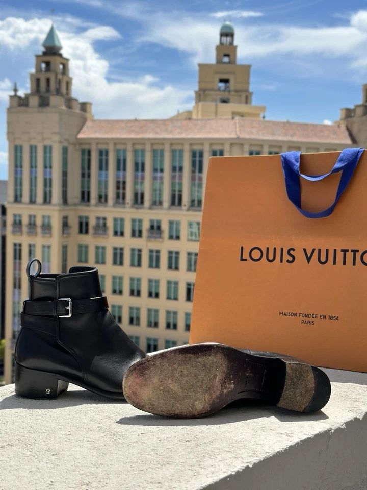 LOUIS VUITTON Cuero Negro Arnés Botines Piel de becerro PARA HOMBRES TALLA 40.5 (7.5 EE. UU.) Foto 4 de 4