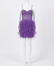 Jovani Sheer Bodice Feather Skirt Dress Size 10