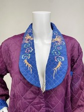 1940s Vintage Quilted Kimono Robe Japanese Embroidered Dragon Smoking Jacket