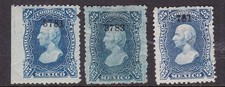 MEXICO ^^^1874 sc#109 x3 hinged HIDALGO CLASSICS( shades) @ dco348mex48