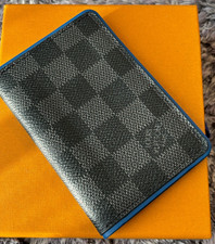 AUTH Louis Vuitton N64432 Damier Graphite Blue Edge Card Case Wallet AB LV