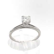 14k White Gold Natural Round Diamond Solitaire Engagement Ring sz4.5