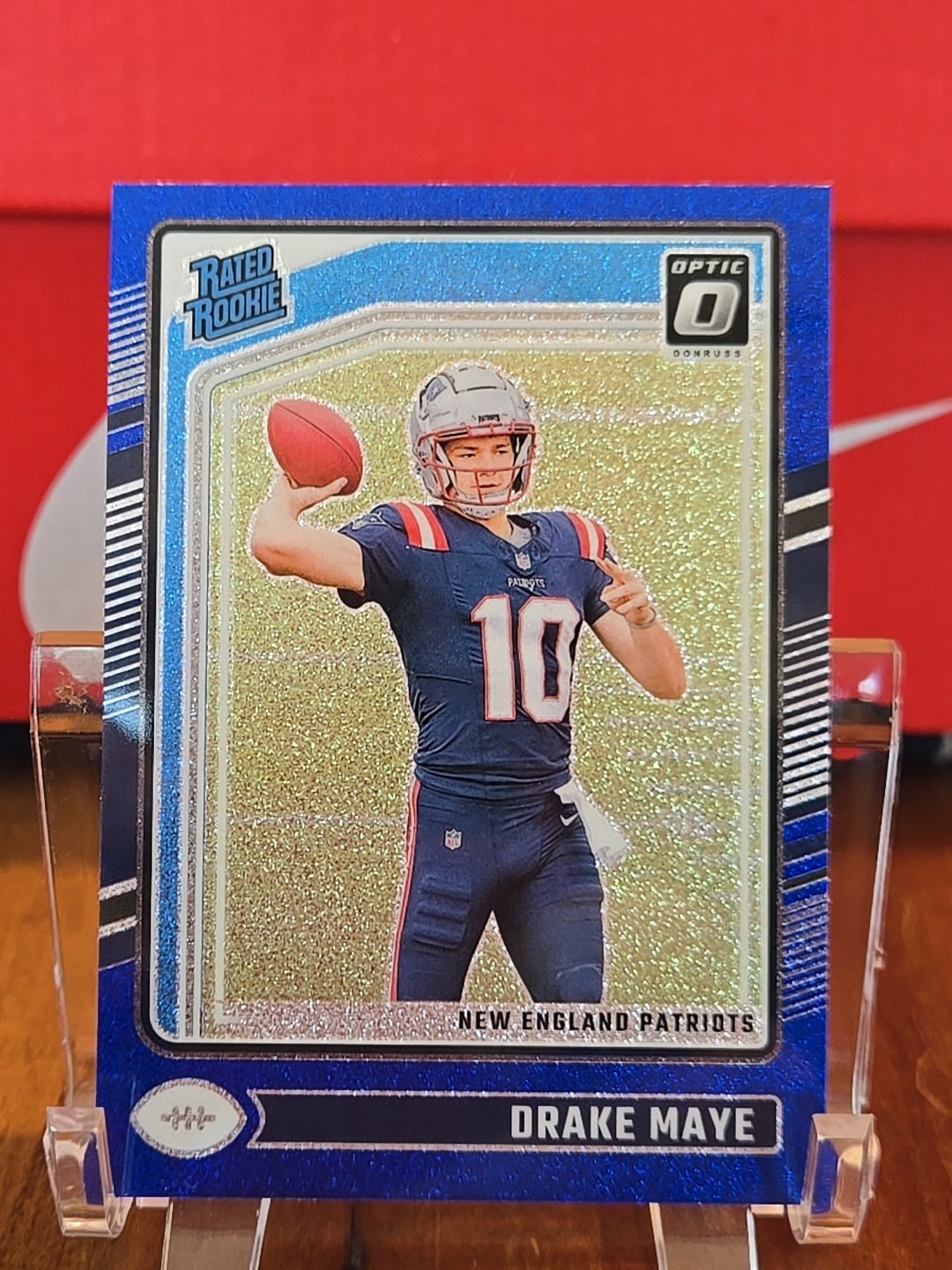 2024 Panini Donruss Optic - Rated Rookie Drake Maye #229 Blue Glitter Prizm (RC)