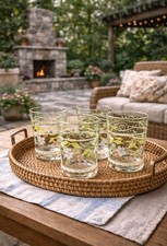 Tracy Porter Evelyn - 16 Oz Handpainted Glassware Double Old Fashioned - Flowers