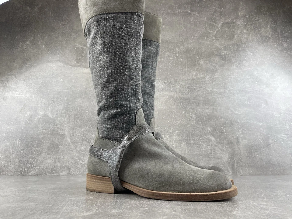 Botas de montar Brunello Cucinelli Tall Riding Archive gris verde gamuza talla 37 IT Foto 2 de 4