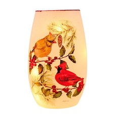 Stony Creek Winter Cardinal Couple Small Pre-Lit Glass Accent Lighted Novelty