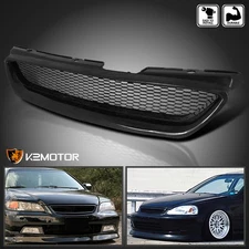 Fits 1998-2002 Honda Accord 2Dr Metal Mesh Front Bumper Hood Grille Black 1PC