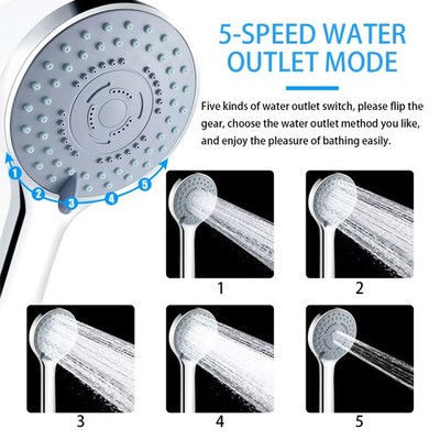 5 Modes Bathroom Sprayer Shower Head Water Saving Handheld Adjustable Spa Gift