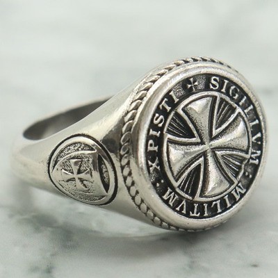 Buy 3 Get 1 Free Templar Cross Shield Maltese Symbol Silver Rings